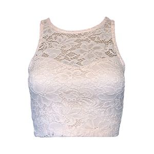 Forever 21 - Iris Lace Crop Top - Light Pink/ Blush - Size: Small